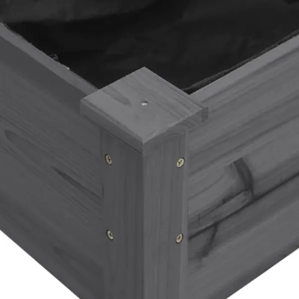 Outlet Plantekasse med foring 118x59x80 cm massivt fyrretræ grå - Plantekasse - Plantekasser - Home & Living Krukker & Plantebeholdere