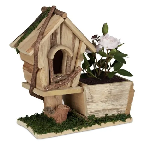 Til Fugle & Småvildt^Plantekasse med fuglehus, 25x23x12 cm, Natur