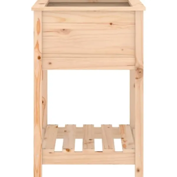 Plantningsbænke^Plantekasse med hylde i massivt fyrretræ | Størrelse: 54x54x81 cm