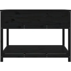 Plantningsbænke^Plantekasse med hylde i massivt fyrretræ - Ergonomisk højbed | Størrelse: 111,5x111,5x81 cm | Farve: Sort