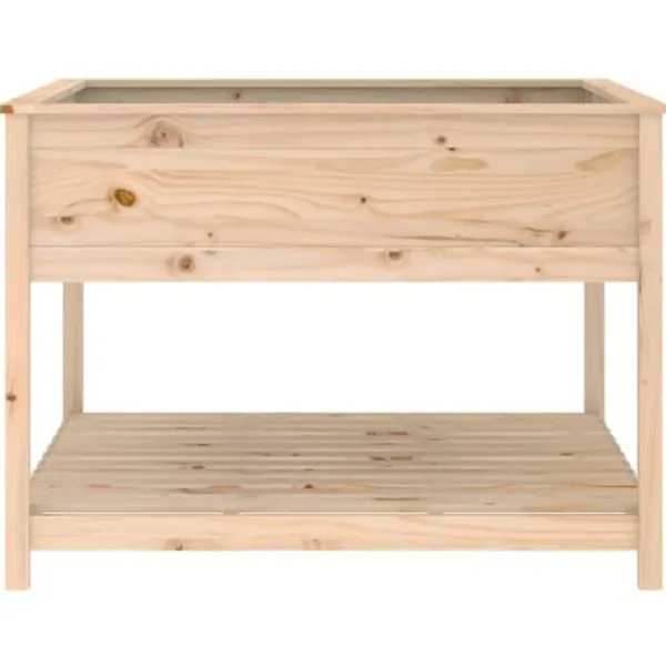 Outlet Plantekasse med hylde i massivt fyrretræ - Højbed | Størrelse: 111,5x111,5x81 cm Plantningsbænke