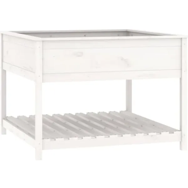 Hot Plantekasse med hylde 111,5x111,5x81 cm massivt fyrretræ hvid - Plantekasse - Plantekasser - Home & Living Plantningsbænke