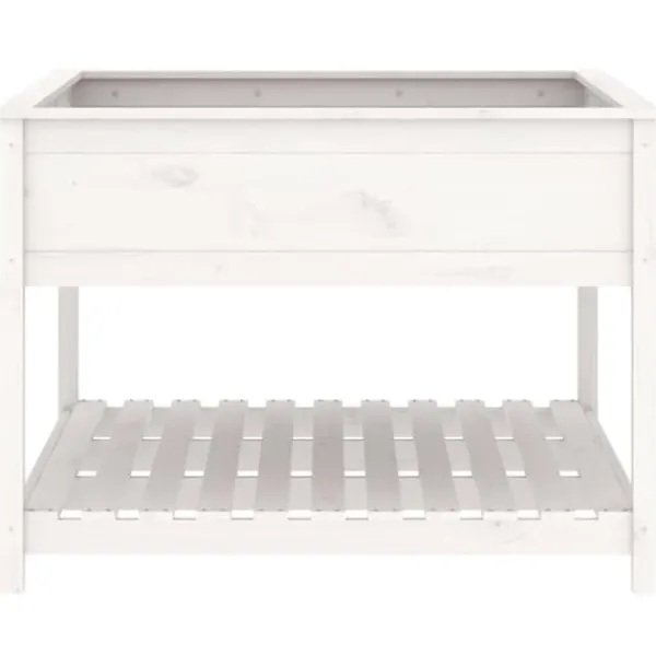 Hot Plantekasse med hylde 111,5x111,5x81 cm massivt fyrretræ hvid - Plantekasse - Plantekasser - Home & Living Plantningsbænke