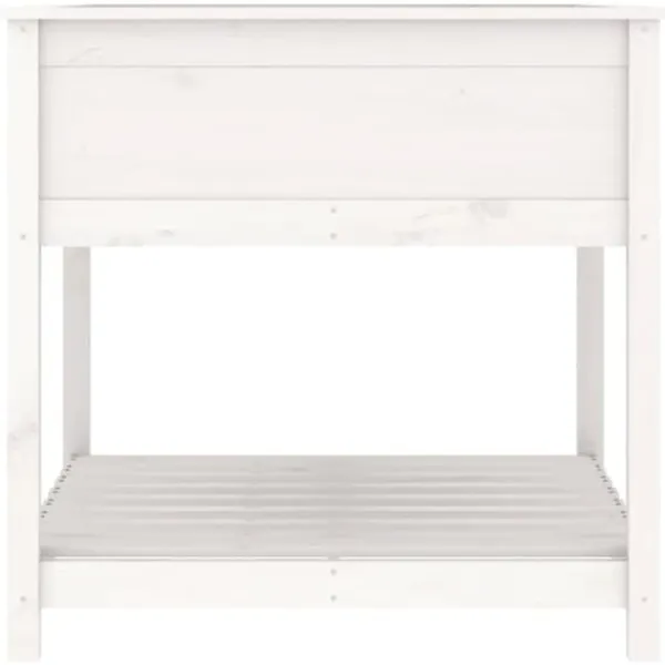 New Plantekasse med hylde 82,5x82,5x81 cm massivt fyrretræ hvid - Plantekasse - Plantekasser - Home & Living Plantningsbænke