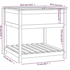 New Plantekasse med hylde 82,5x82,5x81 cm massivt fyrretræ hvid - Plantekasse - Plantekasser - Home & Living Plantningsbænke