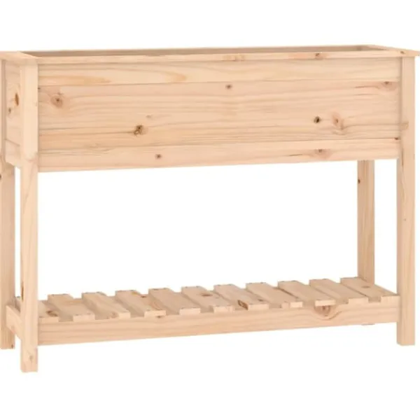 Plantningsbænke^Plantekasse med hylde 111,5x34,5x81 cm massivt fyrretræ - Plantekasse - Plantekasser - Home & Living