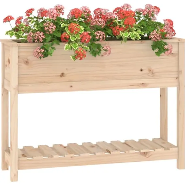 Plantningsbænke^Plantekasse med hylde 111,5x34,5x81 cm massivt fyrretræ - Plantekasse - Plantekasser - Home & Living