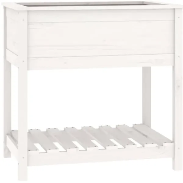 Plantningsbænke^Plantekasse med hylde 82,5x54x81 cm massivt fyrretræ hvid - Plantekasse - Plantekasser - Home & Living
