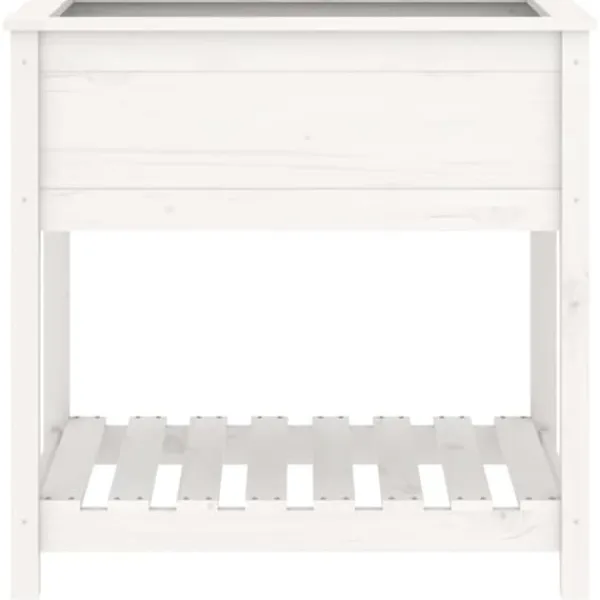 Plantningsbænke^Plantekasse med hylde 82,5x54x81 cm massivt fyrretræ hvid - Plantekasse - Plantekasser - Home & Living