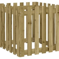 Krukker & Plantebeholdere^Plantekasse med stakitdesign - Imprægneret fyrretræ | Størrelse: 60x60x60 cm