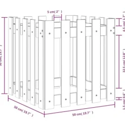 Plantekasse med stakitdesign i massivt fyrretræ | Størrelse: 50x50x50 cm Krukker & Plantebeholdere