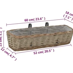 Hot Plantekasse til balkonen 2 stk. Kurveflet med PE-foring 60 cm - Balkonplantekasse - Balkonplantekasser - Home & Living Krukker & Plantebeholdere