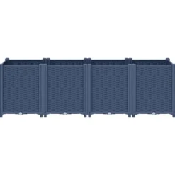 Krukker & Plantebeholdere^Plantekasse til klatreplanter - Slidstærk PP i rattanlook | Størrelse: 160x40x53 cm | Farve: Blågrå