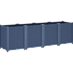 Krukker & Plantebeholdere^Plantekasse til klatreplanter - Slidstærk PP i rattanlook | Størrelse: 160x40x53 cm | Farve: Blågrå