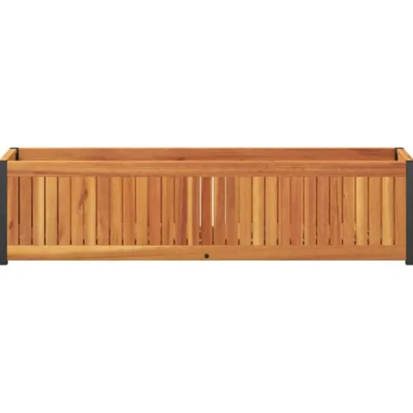 Best Plantekasse 110x30x27,5 cm i massivt akacietræ og stål | Farve: Natural | Størrelse: 110x30x27,5 cm Krukker & Plantebeholdere