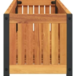 Best Plantekasse 110x30x27,5 cm i massivt akacietræ og stål | Farve: Natural | Størrelse: 110x30x27,5 cm Krukker & Plantebeholdere