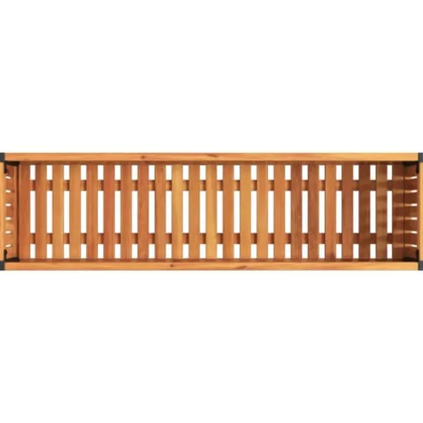 Best Plantekasse 110x30x27,5 cm i massivt akacietræ og stål | Farve: Natural | Størrelse: 110x30x27,5 cm Krukker & Plantebeholdere