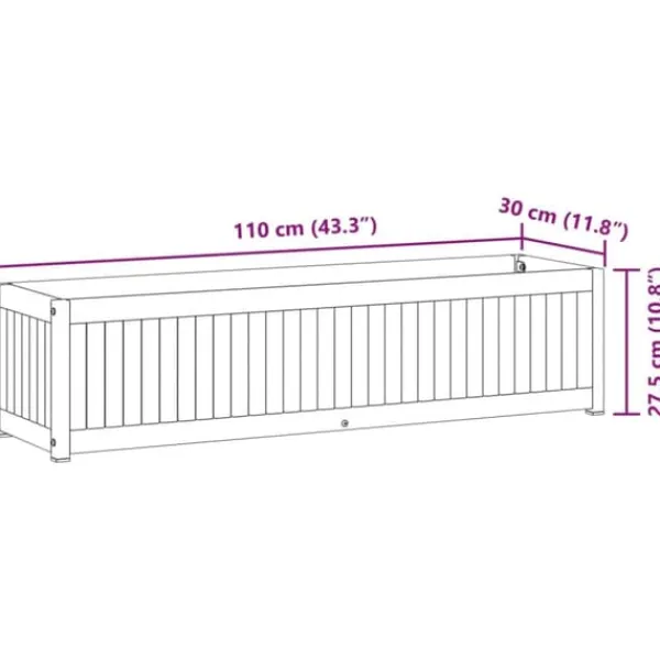 Best Plantekasse 110x30x27,5 cm i massivt akacietræ og stål | Farve: Natural | Størrelse: 110x30x27,5 cm Krukker & Plantebeholdere
