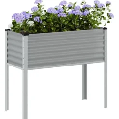 Plantningsbænke^Plantekasse 100x45x90 cm i vejrbestandigt stål | Farve: Grå