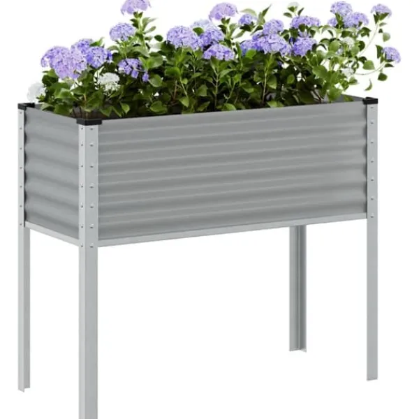 Plantningsbænke^Plantekasse 100x45x90 cm i vejrbestandigt stål | Farve: Grå