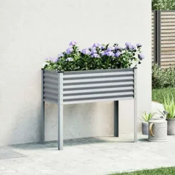 Plantningsbænke^Plantekasse 100x45x90 cm i vejrbestandigt stål | Farve: Grå
