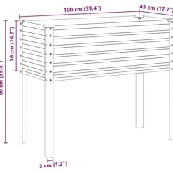 Plantningsbænke^Plantekasse 100x45x90 cm i vejrbestandigt stål | Farve: Grå