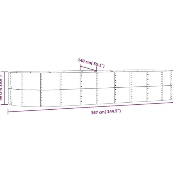 Krukker & Plantebeholdere^Plantekasse 367x140x68 cm pulverlakeret stål antracitgrå - Plantekasse - Plantekasser - Home & Living