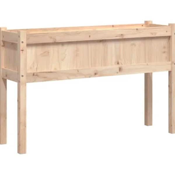Sale Plantekasser 2 stk. i massivt fyrretræ med ben - Dekorative til haven | Farve: Naturlig træ | Størrelse: 100x40x80 cm Plantningsbænke