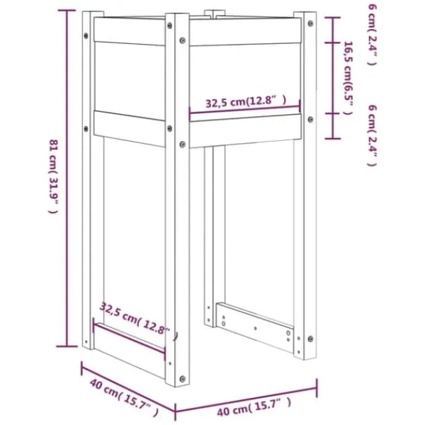 Sale Plantekasser 2 stk. til haven | Massivt fyrretræ | Størrelse: 40x40x81 cm | Farve: Grå Plantningsbænke