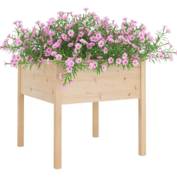 Outlet Plantekasser 2 stk. 70x70x70 cm - Massivt fyrretræ | Farve: Natur | Størrelse: 70x70x70 cm Plantningsbænke