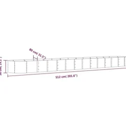 Plantningsbænke^Plantekrukke i galvaniseret stål - Højbed til haven | Størrelse: 512x80x36 cm | Farve: Sølv