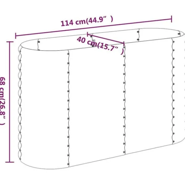 Hot Plantekrukke i galvaniseret stål - Højbed til haven | Størrelse: 114x40x68 cm | Farve: Grå Plantningsbænke