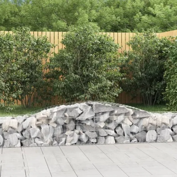 Sale Plantekrukker - Living buede gabionkurve 3 stk. 400x50x40/60 cm galvaniseret jern Krukker & Plantebeholdere