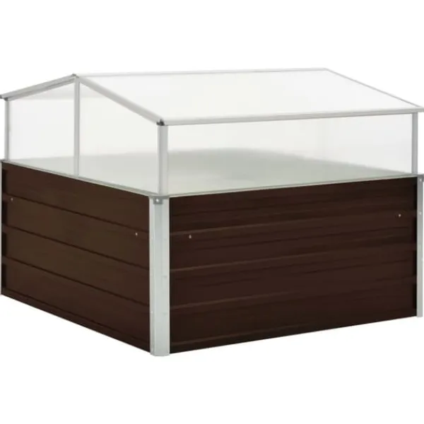 Drivhus^Plantekrukker - Living drivhus 100 x 100 x 85 cm galvaniseret stål brun