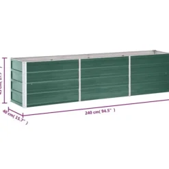 Krukker & Plantebeholdere^Plantekrukker - Living forhøjet plantekasse 240x40x45 cm galvaniseret stål grøn