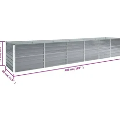 Discount Plantekrukker - Living forhøjet plantekasse 480x80x77 cm galvaniseret stål grå Krukker & Plantebeholdere
