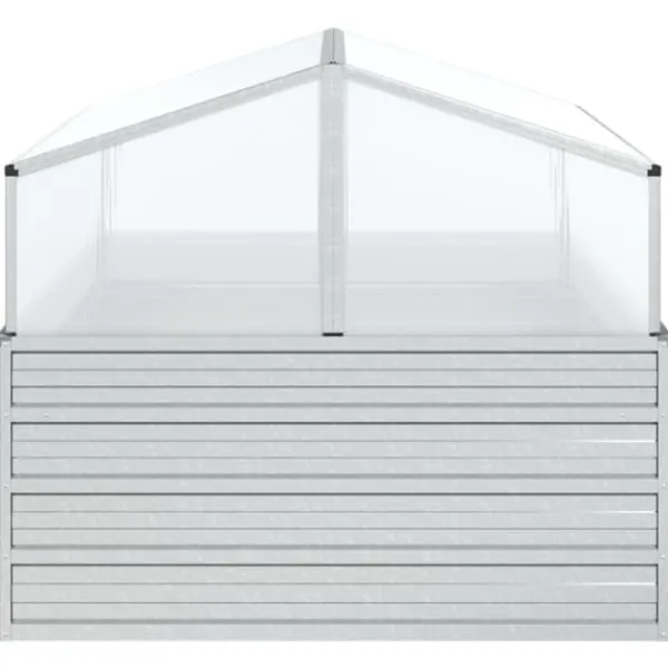 Hot Plantekrukker - Living højbed med drivhus 100x100x85 cm sølvfarvet Drivhus