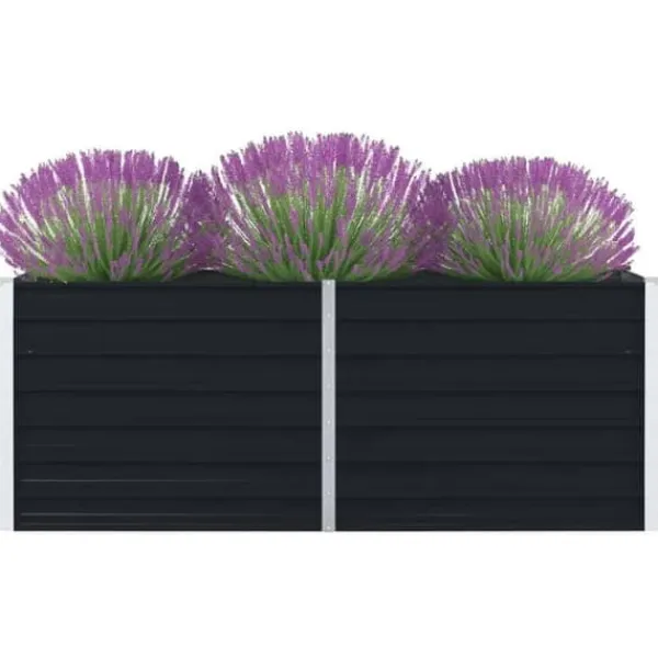 New Plantekrukker - Living hævet blomsterbed 160 x 80 x 45 cm galvaniseret stål antracit Krukker & Plantebeholdere