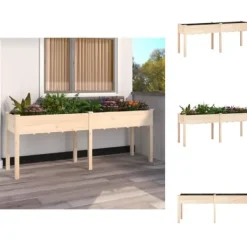 Outlet Plantekrukker - Living plantekasse med foring 203x53x76 cm massivt fyrretræ Krukker & Plantebeholdere