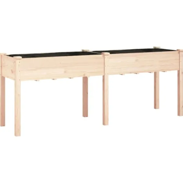 Outlet Plantekrukker - Living plantekasse med foring 203x53x76 cm massivt fyrretræ Krukker & Plantebeholdere