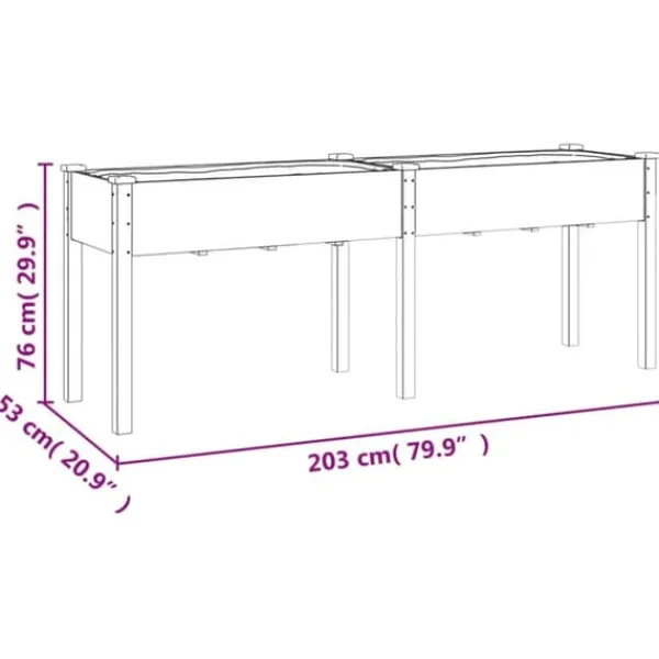 Outlet Plantekrukker - Living plantekasse med foring 203x53x76 cm massivt fyrretræ Krukker & Plantebeholdere