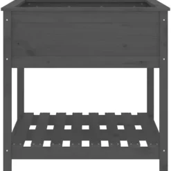 Outlet Plantekrukker - Living plantekasse med hylde 82,5x82,5x81 cm massivt fyrretræ grå Krukker & Plantebeholdere