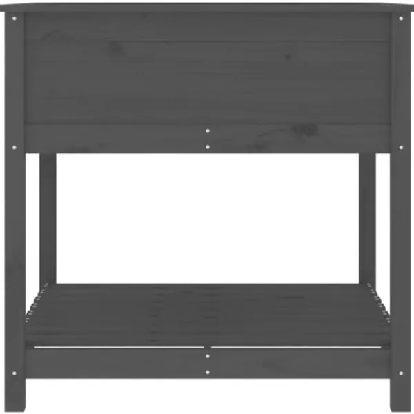 Outlet Plantekrukker - Living plantekasse med hylde 82,5x82,5x81 cm massivt fyrretræ grå Krukker & Plantebeholdere