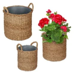 Outlet Plantekurvesæt, 42x37 cm, Natur, Sølv Havekurve