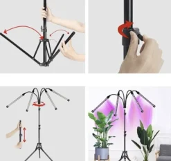 Outlet Plantelampe med Stativ / Plantebelysning - 4 LED-paneler Kit Til Plante- & Urtedyrkning