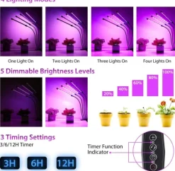 Kit Til Plante- & Urtedyrkning^Plantelampe/plantebelysning med 4 fleksible LED-lysstofrør 1-pack