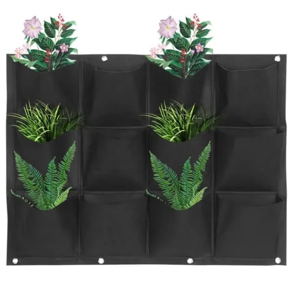 Krukker & Plantebeholdere^Plantepose Have Balkon Væg Vertikale Blomsterplanter Hængende Planter Sort Farve 12 Lommer