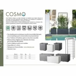 Hot Planter Deroma Cosmo Grey Plastic Recycled plastic 38 x 38 x 39 cm Squared Bucket 38 cm Krukker & Plantebeholdere