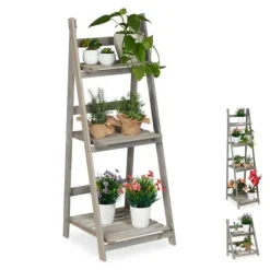 Plantestativer^Plantereol, Træ, 160x41x50 cm, Grå