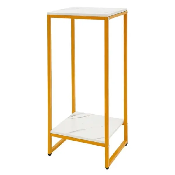 Plantestativer^Plantestativ - Blomsterstander - 2 Hylder - Rektangulær - 30,2×30,2×75 cm - Til stue/altan/kontor - Guld